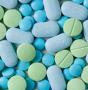 Blue &amp; Green Medicine Tables.